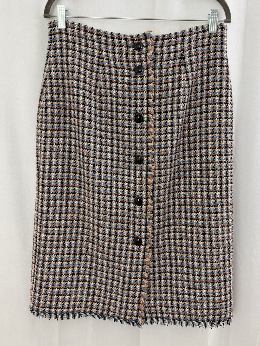 Rebecca Taylor Multicolor Hounds tooth Tweed Midi Skirt Womens Size 10